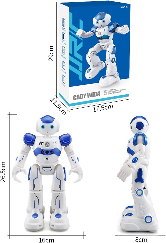 Robot Toys for Kids 2-4, Robot Remote Control for Kids Interactive Rechargeable Smart Dancing Educational Programmable Gesture Sensing Toddler RC Robot Boy Toy (Blue)