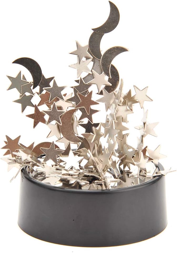 Magnetic Desktop Sculpture (Moons and Stars) | Mini Magnetic Art Decoration for Desktop | Fun Stress Relief Office Gift