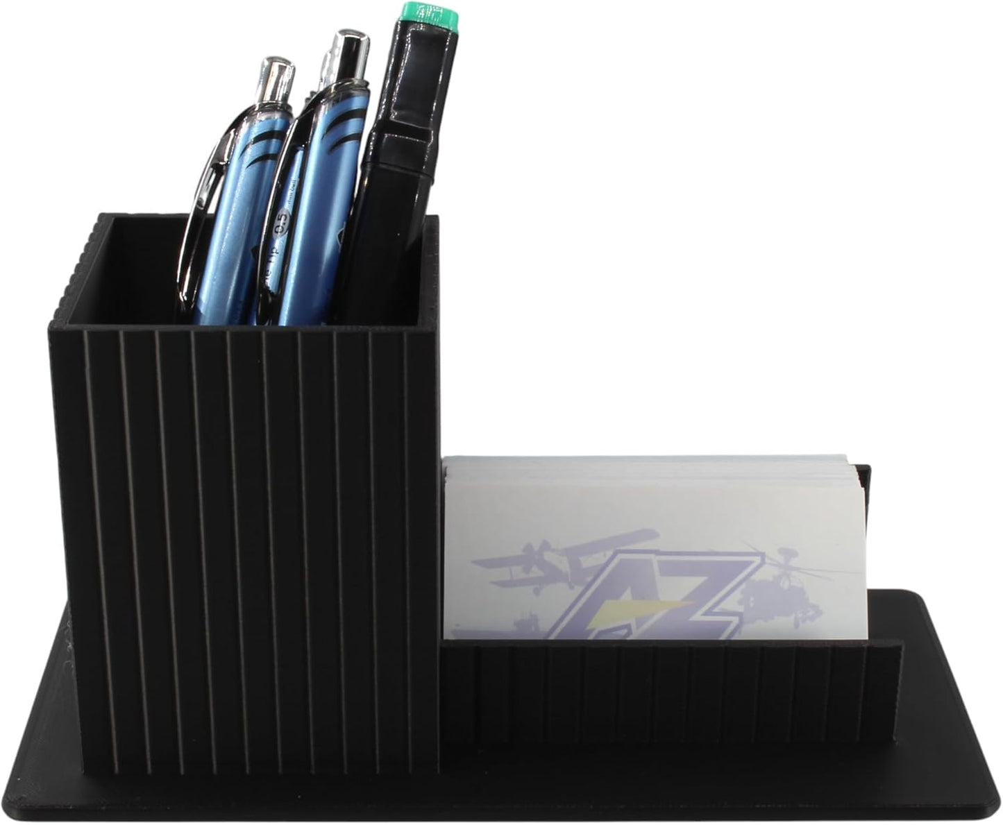 3D Printed Desk Organizer Pencil Holder with Business Card Stand, Marble – Pen Cup + Business Card Holder for Office, Reception, Teacher Gifts – Unique Marbled Look – Made in USA