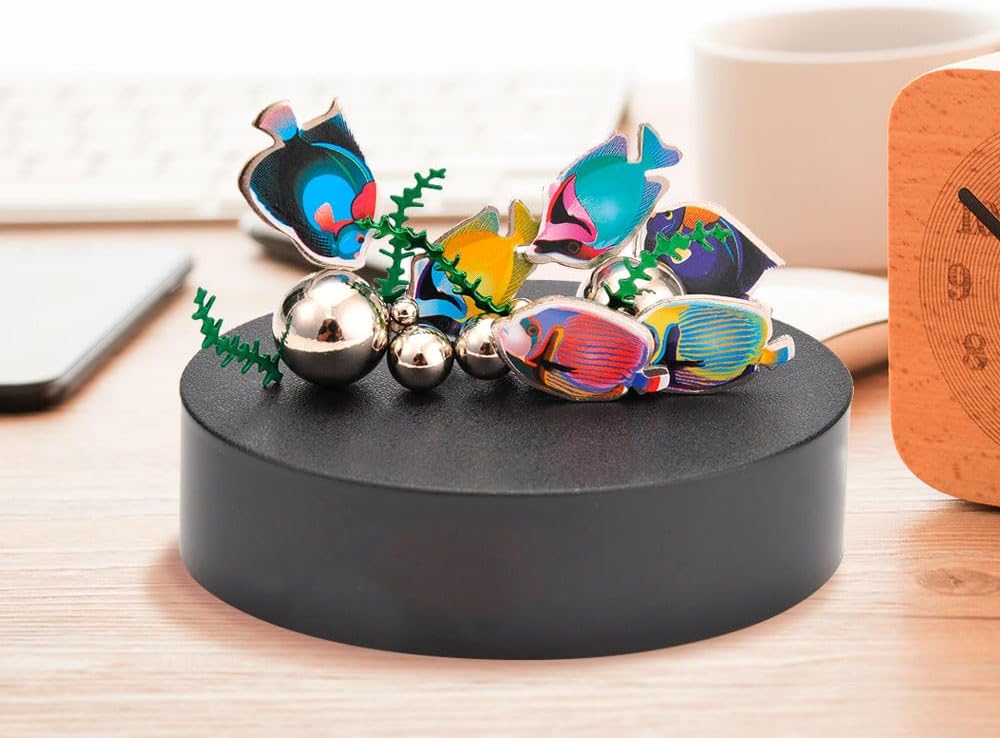 Magnetic Desktop Sculpture (Aquarium) | Mini Magnetic Art Decoration for Desktop | Fun Stress Relief Office Gift (2 Sets)
