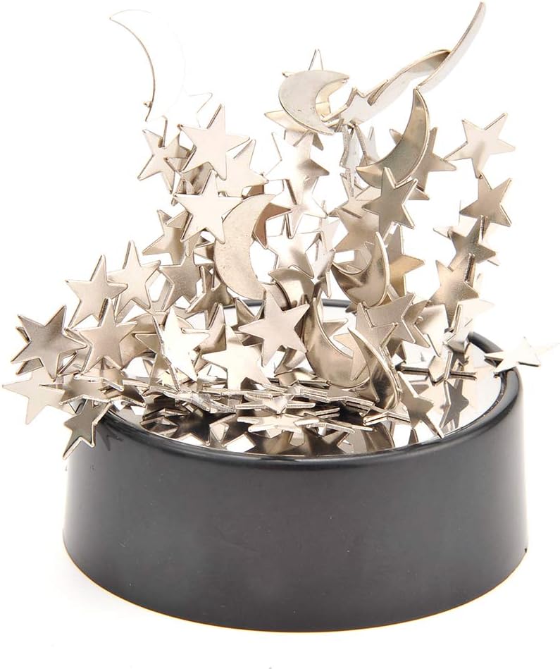Magnetic Desktop Sculpture (Moons and Stars) | Mini Magnetic Art Decoration for Desktop | Fun Stress Relief Office Gift