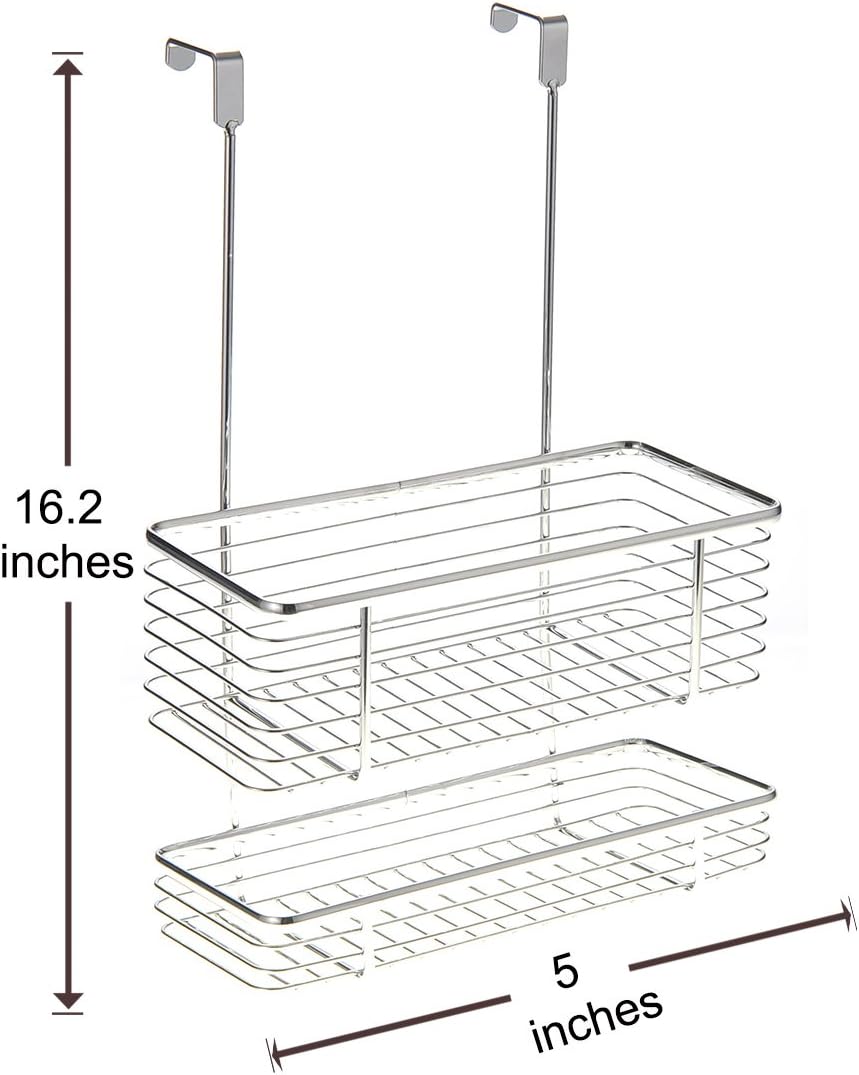 Chrome Storage with Two Shelves, Kitchen Organizer Basket, Over The Cabinet Rack