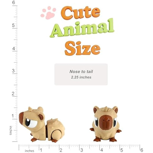 PowerTRC 3D Printed Articulated Capybara Fidget Toy 3 Pack – Flexible Cute Animal Desk Decor, Adult Stress Relief Fidget Collectible – 3D Printed in USA