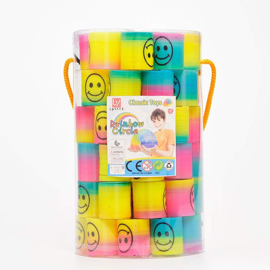 72 Pcs Mini Slinky Party Favors Mini Slinkies Bulk, Emoticon Rainbow Spring Toys Goodie Bag Stuffer, Coil Spring Toy for Carnival Prize Classroom Exchange Gifts