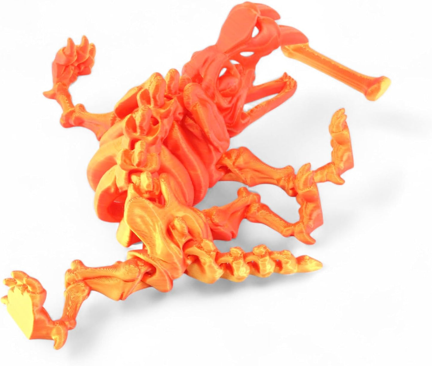 PowerTRC 3D Printed Skeleton Sabertooth Tiger – Prehistoric Collectible Articulating Mammals 3D Figurine Desk Decoration for Teens and Adults (Red Gold)