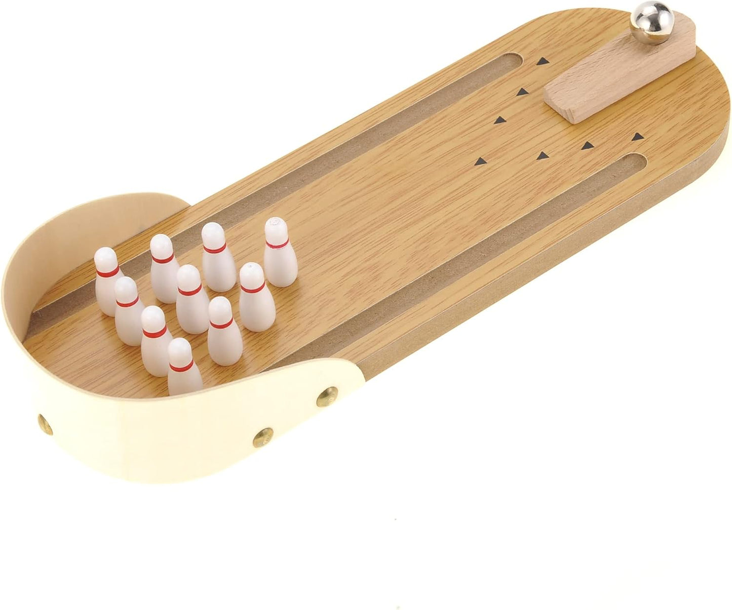 Mini Bowling Set Wooden Table Top Mini Arcade Game Toy Portable Mini Bowling Office Desk Stress Relief Desktop Gift for Kids and Adults Fun Toys