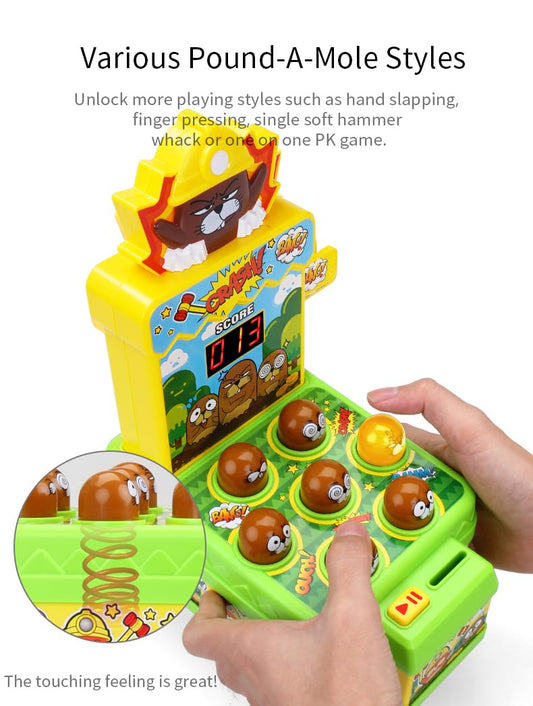 PowerTRC Whack Game Mole Toddler Toys, Mini Arcade Pounding Toys Set with 2 Hammers for 3 4 5 6 7 8 Years Old Boys Girls, Whack Mole Game Toy Interactive Early Developmental Toy