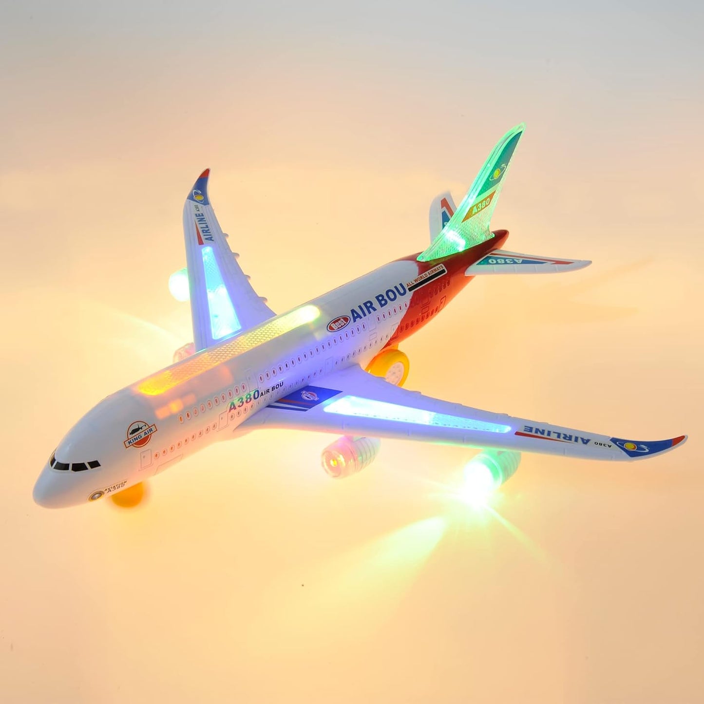 Kids Airplane Toys, Bump & Go Action Toddler Toy Airplane with LED Flashing Light, Music, Airplane Sound, Great Gift for Boys Girls Ages 3-12