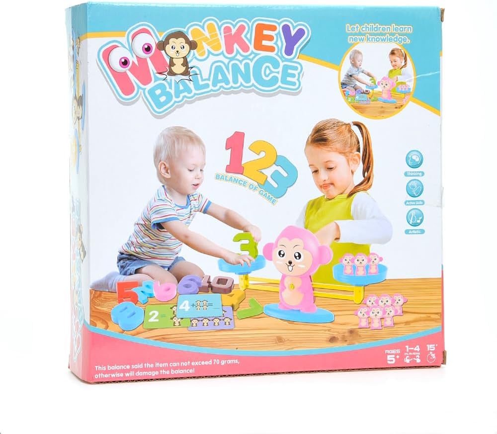 Balancing Monkey Number Counting Math Game for Toddlers, STEM Learning Game for Kids, Fun Educational Gifts Toys for Boys Girls Ages 3 4 5 6 7+ (64 Pieces) Montessori Toy