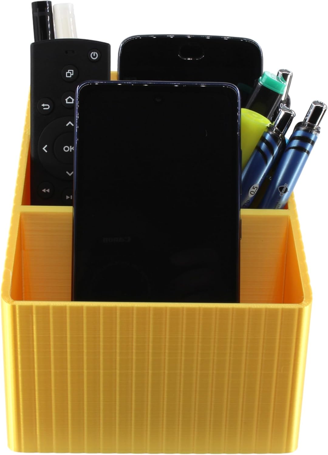 PowerTRC 3D Printed Remote Control Holder – 3-Compartment TV Remote Caddy & Desk Organizer for Living Room, Office, Bedroom – Smooth PLA, Non-Slip Base, No Assembly – Made in USA