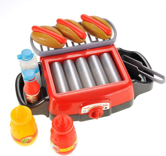 Hot Dog Roller Grill Play Set - Electric Stove Toy with Light & Sound | Pretend Play Kitchen Appliance for Kids | Fun Barbecue Food Toy for Toddlers
