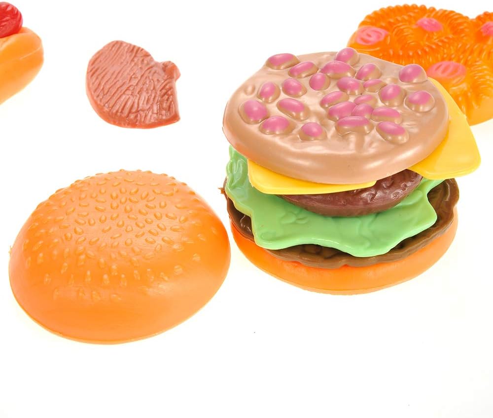 30 Pieces Deluxe Fast Food & Dessert Play Food Cooking Set| Colorful Pretend Play Kitchen Accessories | Unique Gift for Toddlers, Boys & Girls