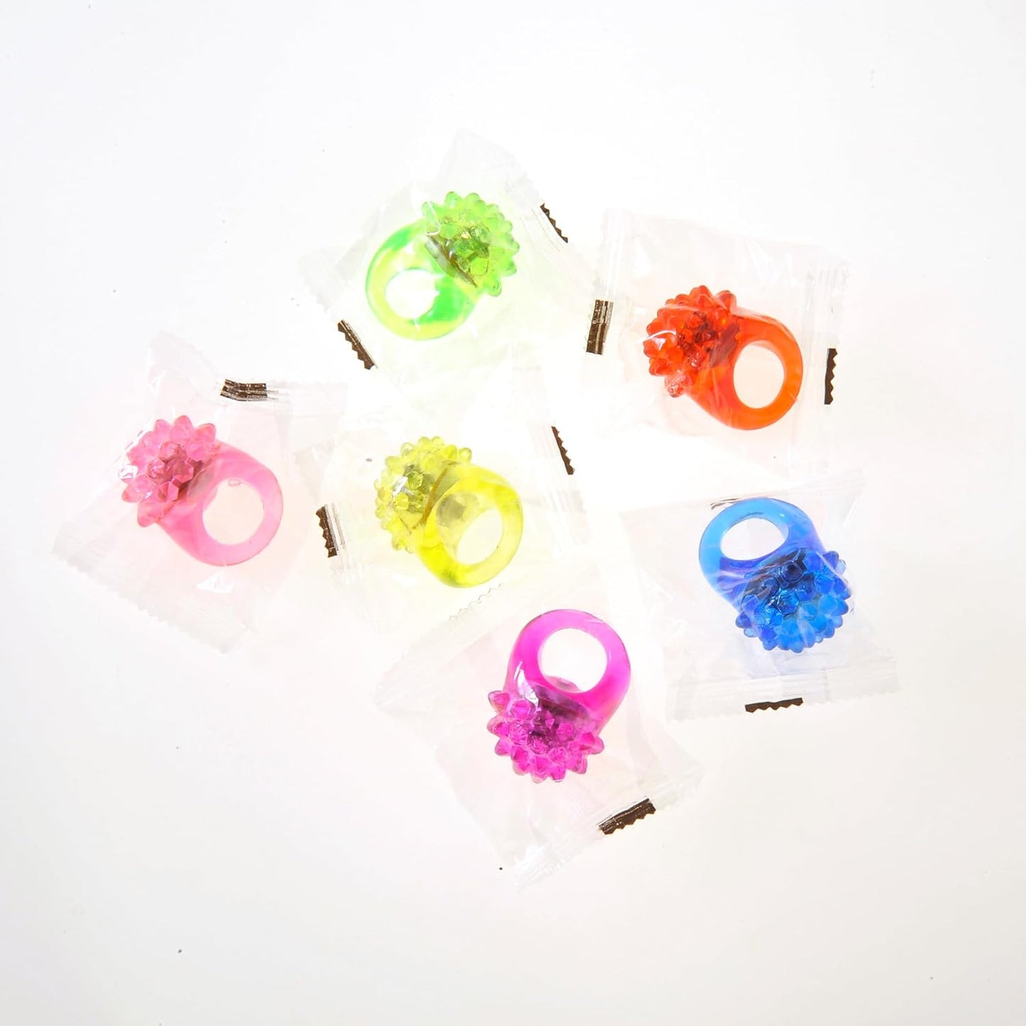 PowerTRC Flashing LED Light Up Jelly Rubber Rings Finger Toys for Kids