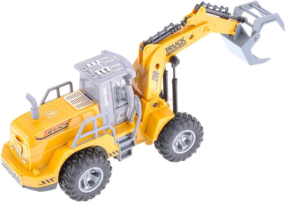 Remote Control Functional Construction Excavator Claw Vehicle Truck with Light | 1/30 Scale RC Battery Powered Engineering Digger Truck Car for Kids | Perfect for Beach Trips