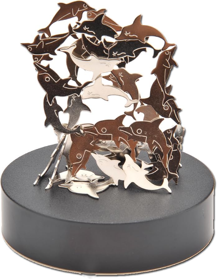 Magnetic Desktop Sculpture (Dolphins) | Mini Magnetic Art Decoration for Desktop | Fun Stress Relief Office Gift