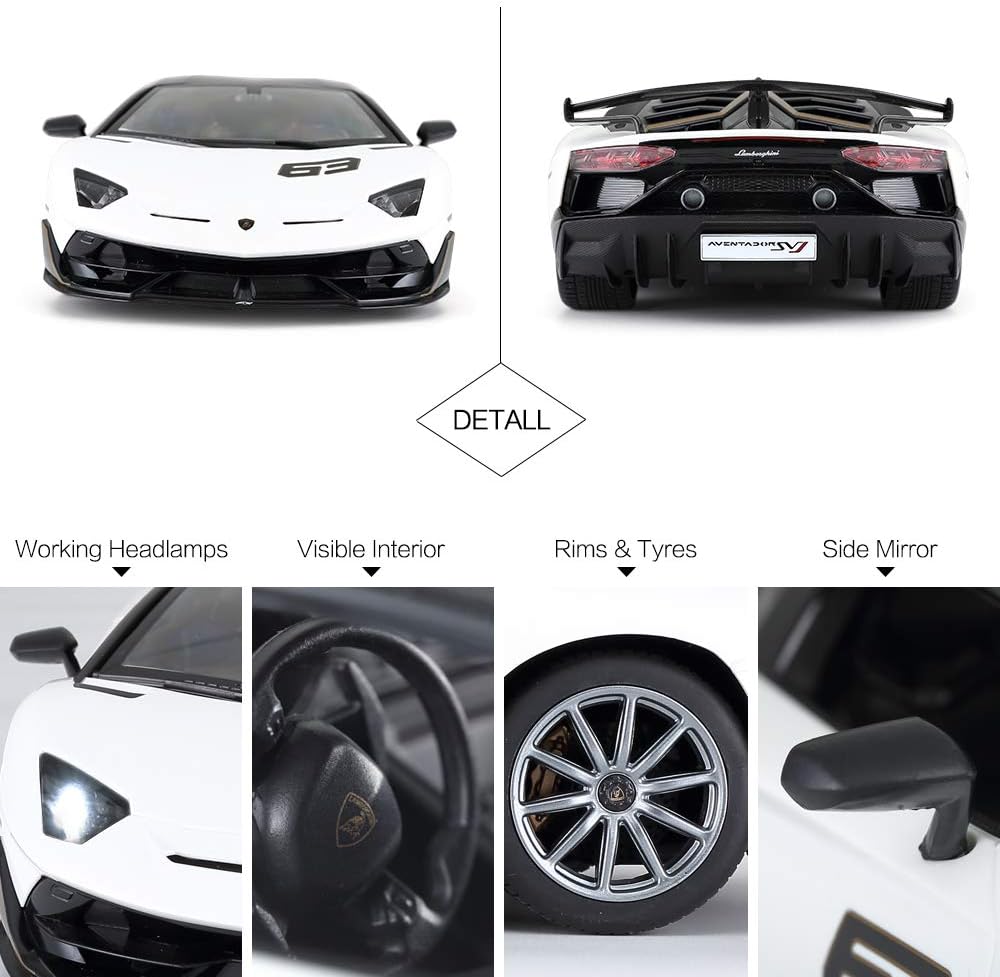 RASTAR Toy Lamborghini Car 1:14 Lamborghini Aventador SVJ Remote Control Model Car, Super RC Sport Racing Car for Kids Boys Gifts, 2.4GHz / White
