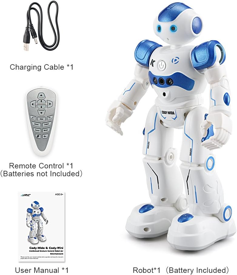 Robot Toys for Kids 2-4, Robot Remote Control for Kids Interactive Rechargeable Smart Dancing Educational Programmable Gesture Sensing Toddler RC Robot Boy Toy (Blue)