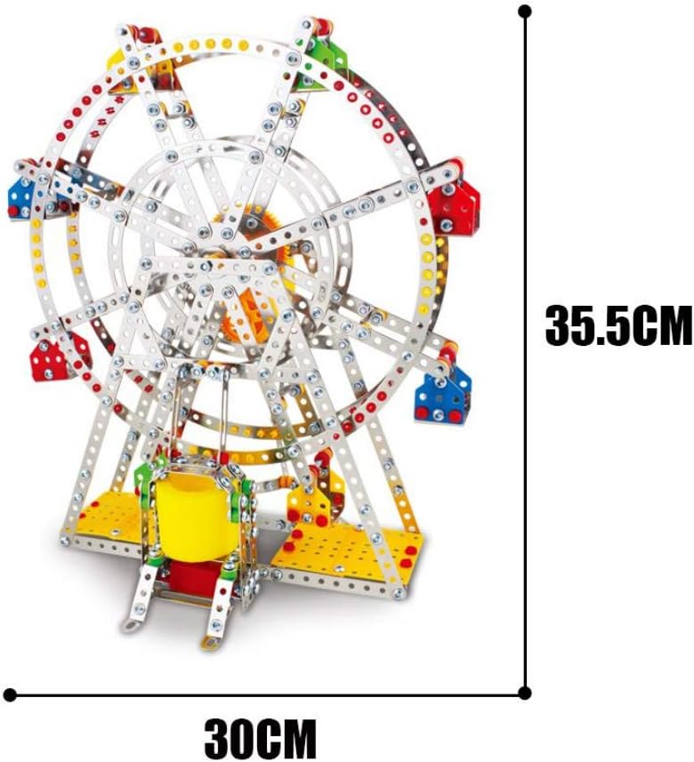 Metal Ferris Wheel Building Blocks Toy Set, Amusement Park Building Construction Toy for Boys Girls, Ferriswheel Educational Building Playset with Lights and Sound
