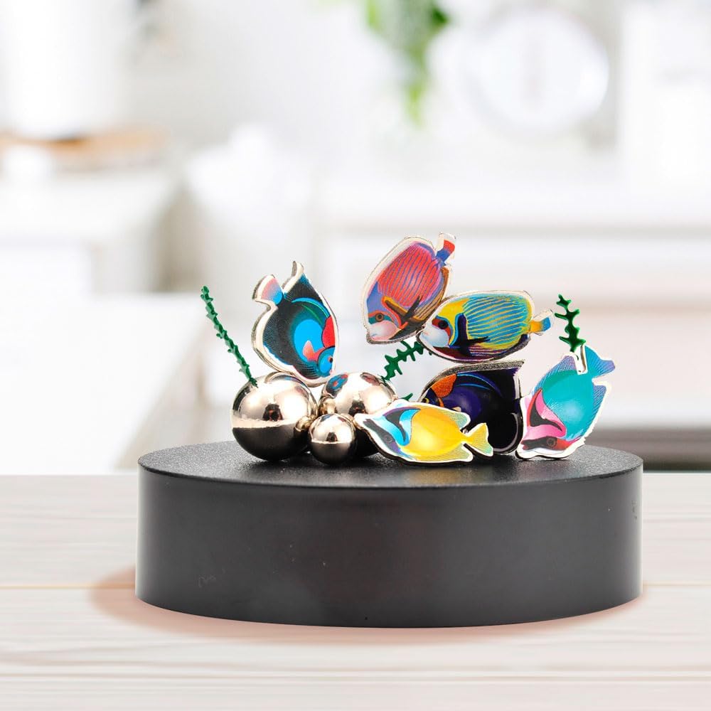 Magnetic Desktop Sculpture (Aquarium) | Mini Magnetic Art Decoration for Desktop | Fun Stress Relief Office Gift (2 Sets)