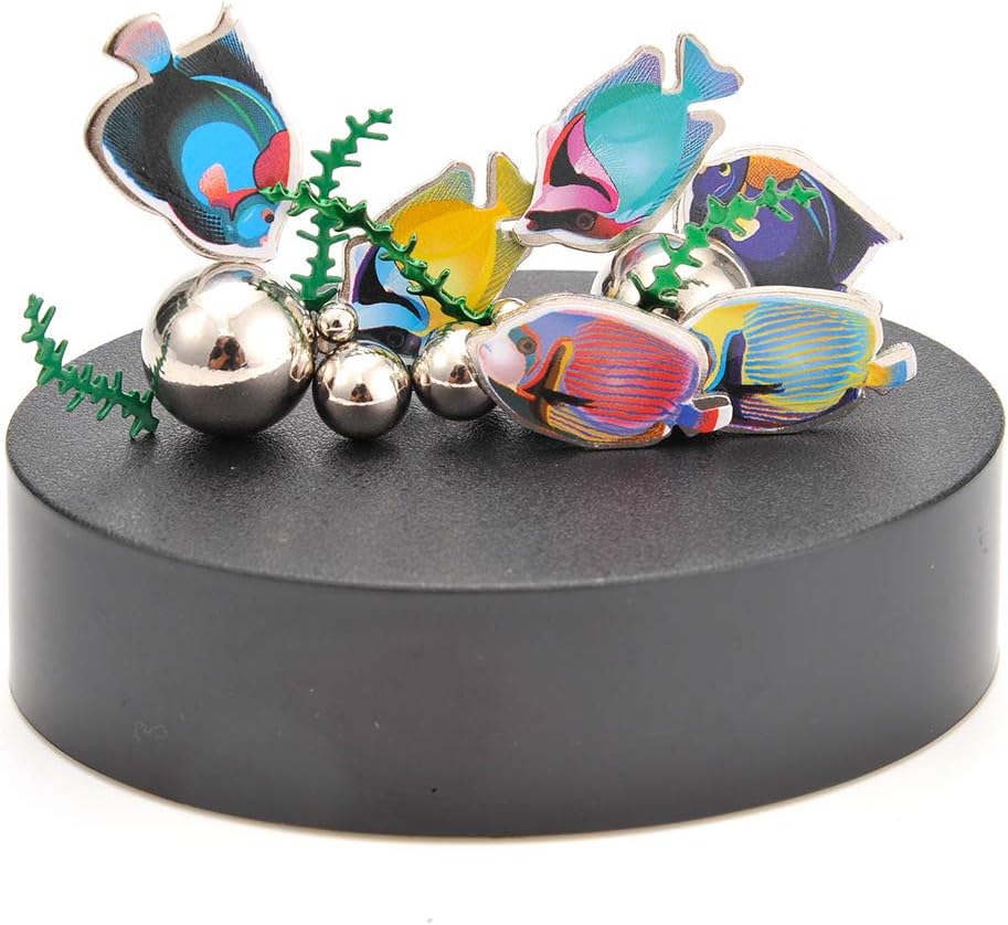 Magnetic Desktop Sculpture (Aquarium) | Mini Magnetic Art Decoration for Desktop | Fun Stress Relief Office Gift (2 Sets)