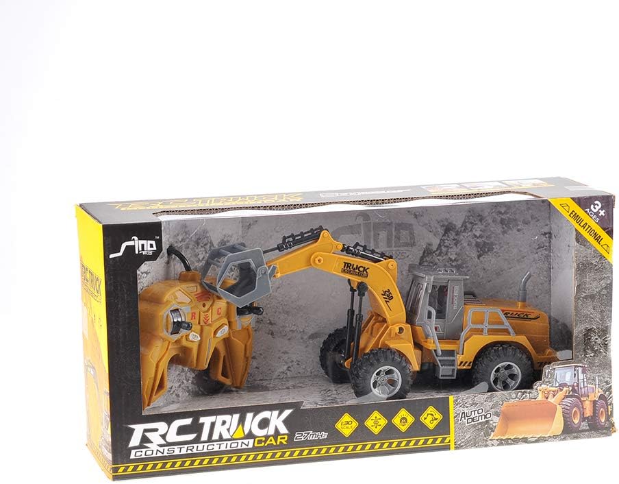 Remote Control Functional Construction Excavator Claw Vehicle Truck with Light | 1/30 Scale RC Battery Powered Engineering Digger Truck Car for Kids | Perfect for Beach Trips