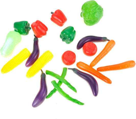 20 Pcs Play Vegetables Playset, Colorful Life-Size Pretend Play Toy for Kitchen, Farmer’s Market Grocery Play Plastic Food Toy for Toddlers Kids