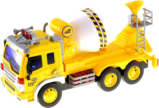 Push & Go Friction Powered Cement Truck Toy with Light and Sound | Realistic Play Mixer Construction Tanker Truck Toy Gift for Boys and Girls