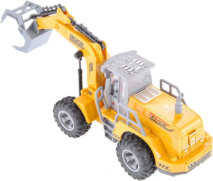Remote Control Functional Construction Excavator Claw Vehicle Truck with Light | 1/30 Scale RC Battery Powered Engineering Digger Truck Car for Kids | Perfect for Beach Trips