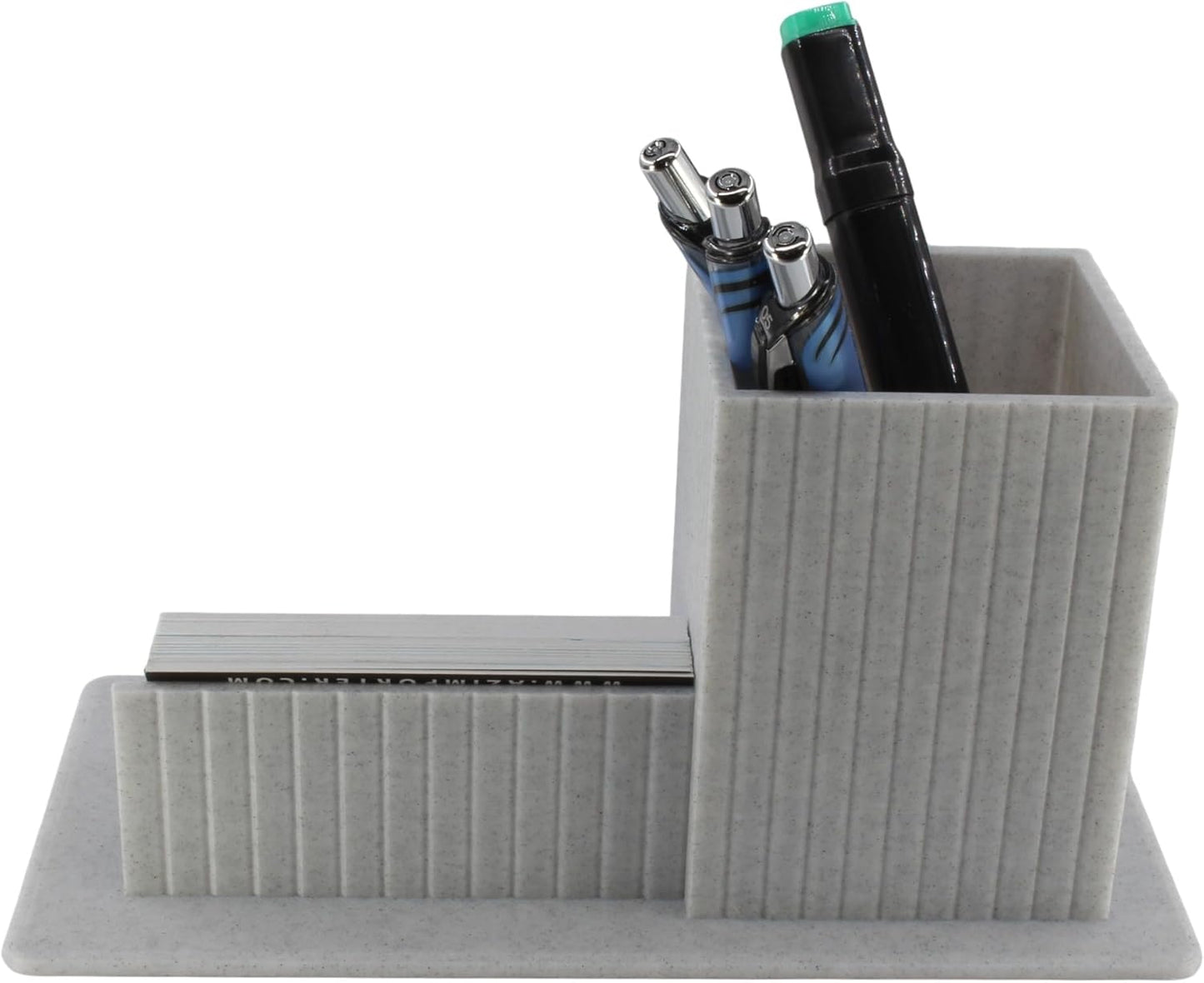 3D Printed Desk Organizer Pencil Holder with Business Card Stand, Marble – Pen Cup + Business Card Holder for Office, Reception, Teacher Gifts – Unique Marbled Look – Made in USA