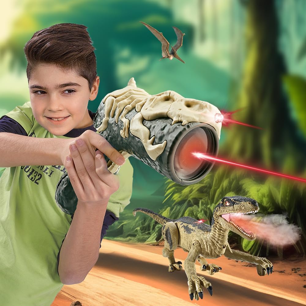 PowerTRC Remote Control Dinosaur for Boys 4-7, RC Dinosaur Toys for Kids 3-5 with Realistic Legs & Spray Stream, LED Light Chasing Dinosaur Toys for Kids 8-12 Birthday Gift