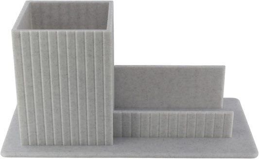 3D Printed Desk Organizer Pencil Holder with Business Card Stand, Marble – Pen Cup + Business Card Holder for Office, Reception, Teacher Gifts – Unique Marbled Look – Made in USA