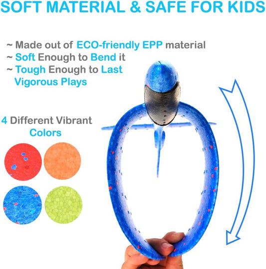 8 Pack Large 17.5” Foam Airplanes for Kids, 2 Flight Modes, Styrofoam Glider Planes, Throwing Flying Foam Airplane, Outdoor Sports Game Toys, Birthday Gifts for Girls 3-12 Years Old Boys