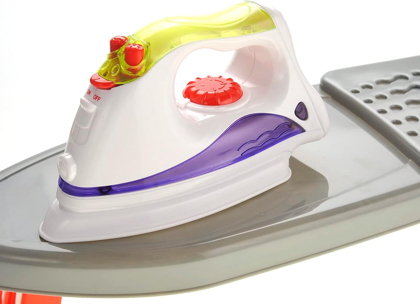 Pretend Laundry Play Set Toy for Toddlers, Ironing Board Toy Set with Realistic Light & Sound Iron, Dryer, Hanger for Kids, Pretend Play for Toddlers 3-5