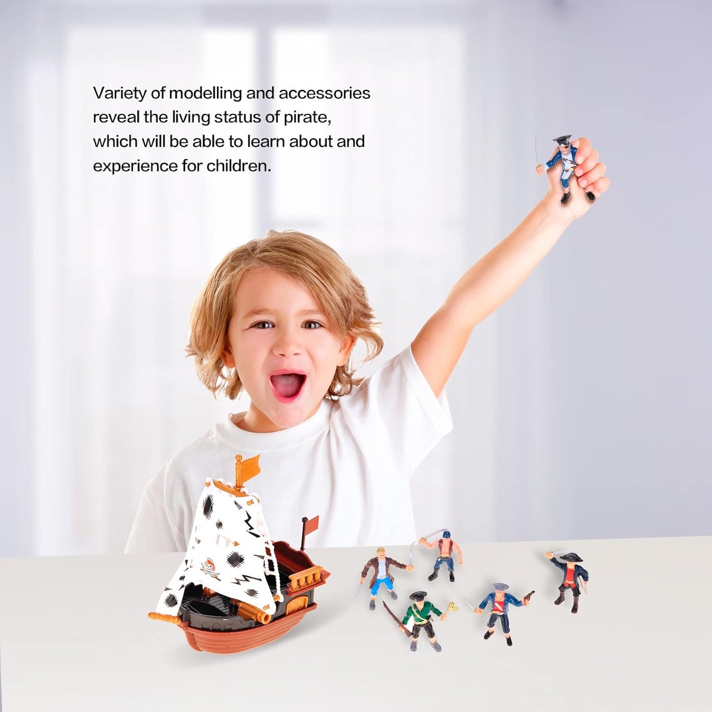 Pirate Action Figures with Pirates, Sea Monsters, Boats, Treasure Chests, Cannons and Figurines Playset for Kids