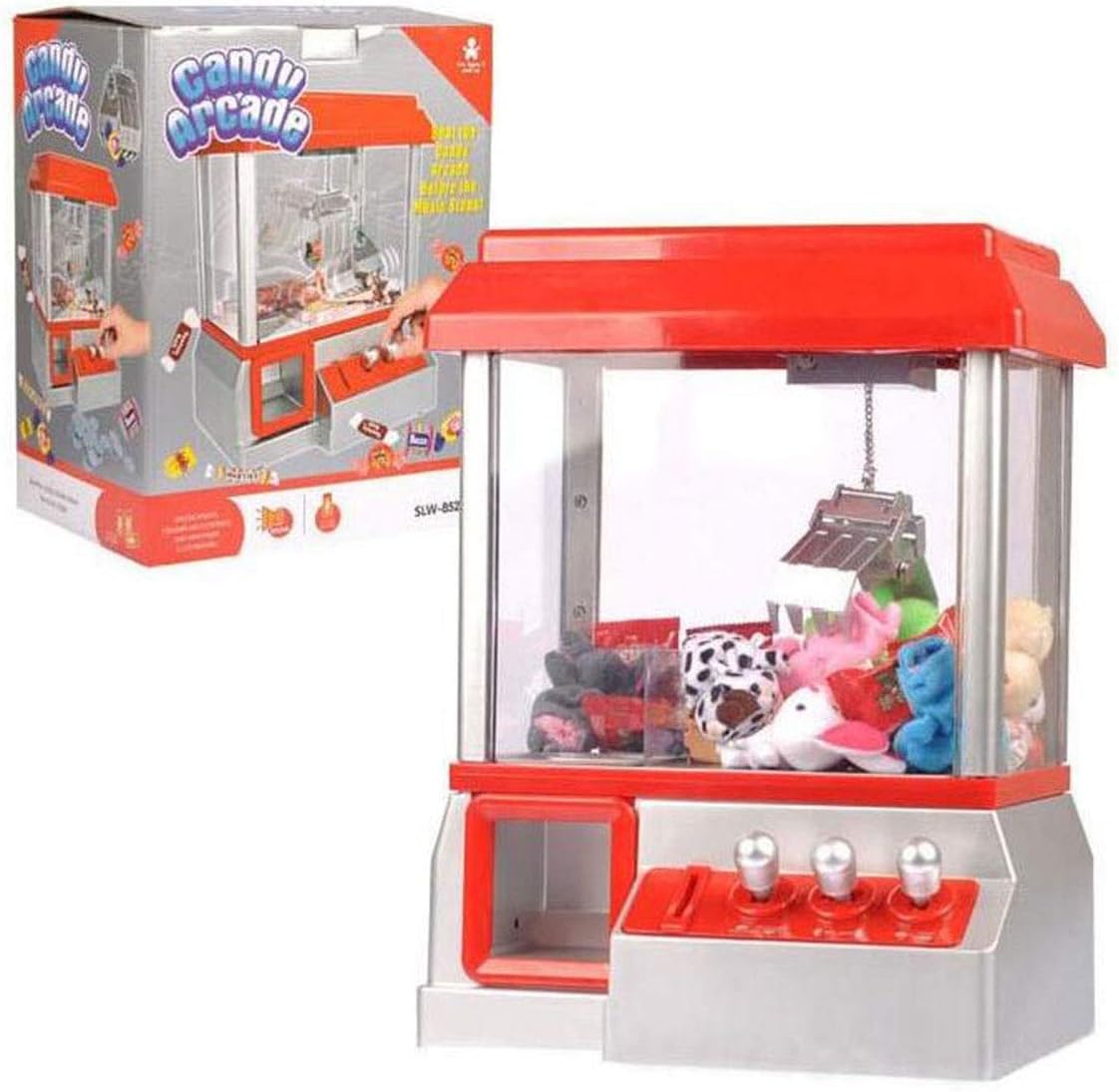 Claw Machine Toy Arcade Game with Sound, Mini Carnival Games Fun Candy Toy Grabber Dispenser Vending Toy for Boys Girls Kids (Size: 13.75in x 10in)