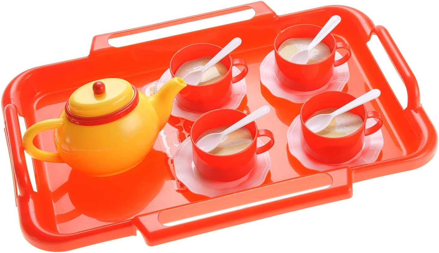 Tea Set Toy for Little Girls, Tea Trolley Cart w/ Tea Pots Cups Accessories, Tea Party Kitchen Pretend Play Set Gifts for Kids Toddlers Toys