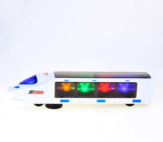 Electric 3D Lightning Bullet Train Toy, Automatic Driving Changes Directions on Contact with Lights, Sounds, Music, and Color Effects Toys for Boys, Girls Age 3 4 5 6 7