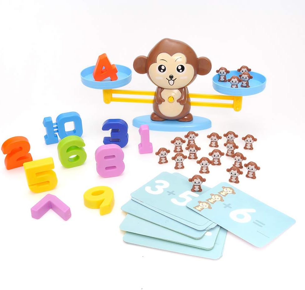 Balancing Monkey Number Counting Math Game for Toddlers, STEM Learning Game for Kids, Fun Educational Gifts Toys for Boys Girls Ages 3 4 5 6 7+ (64 Pieces) Montessori Toy