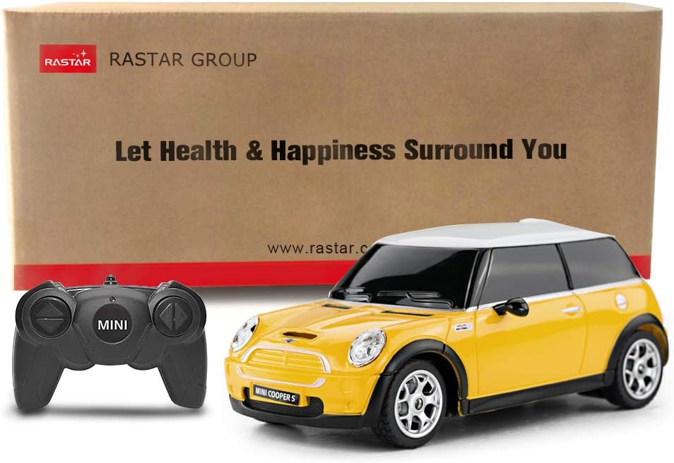 RASTAR Mini Cooper Model, 1:24 RC Cars Toy Mini Cooper Remote Control Car RC Mini Cooper Car Toy for Kids, Yellow