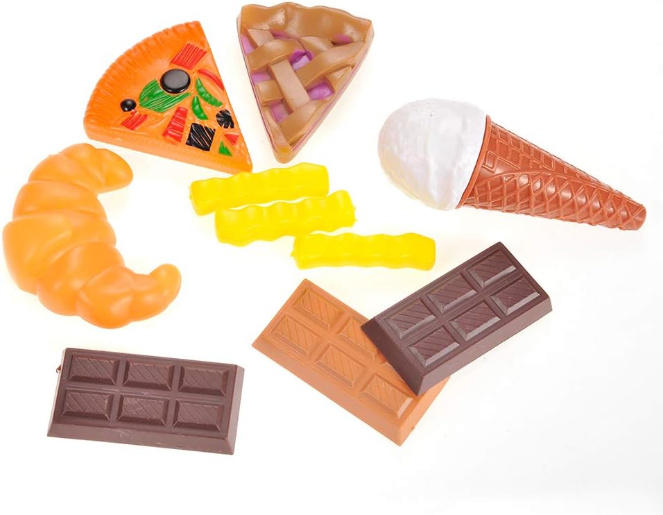 30 Pieces Deluxe Fast Food & Dessert Play Food Cooking Set| Colorful Pretend Play Kitchen Accessories | Unique Gift for Toddlers, Boys & Girls