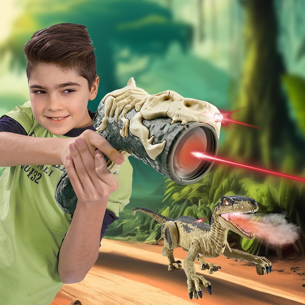 Remote Control Dinosaur for Boys 4-7, RC Dinosaur Toys for Kids 3-5 with Realistic Legs & Spray Stream, LED Light Chasing Dinosaur Toys for Kids 8-12 Birthday Gift Green