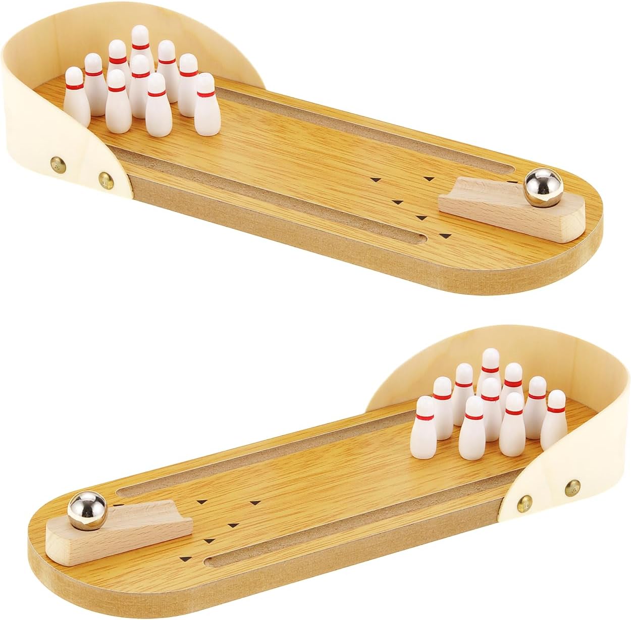 Mini Bowling Set Wooden Table Top Mini Arcade Game Toy Portable Mini Bowling Office Desk Stress Relief Desktop Gift for Kids and Adults Fun Toys