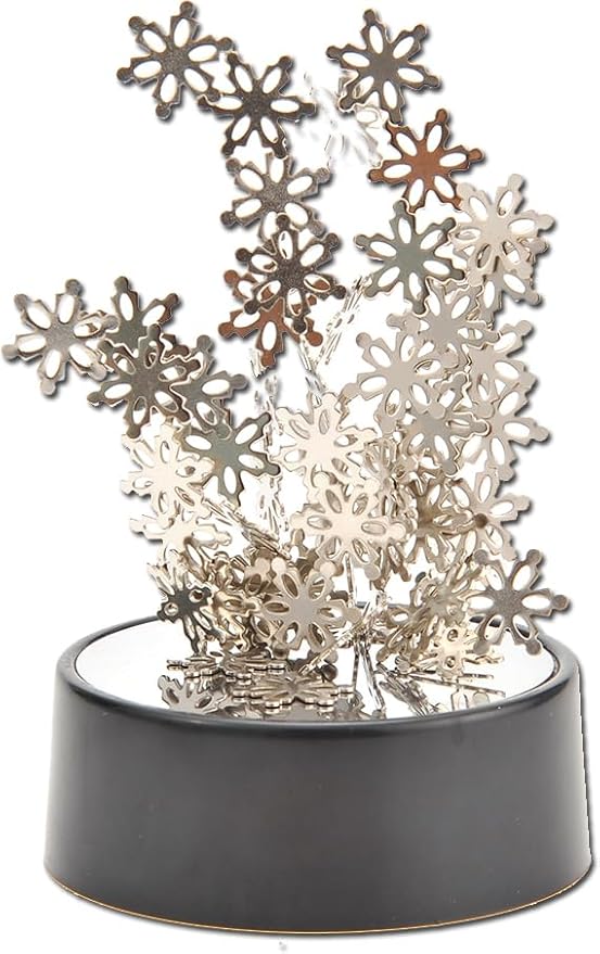 Magnetic Desktop Sculpture (Snowflakes) | Mini Magnetic Art Decoration for Desktop | Fun Stress Relief Office Gift