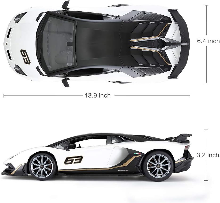 RASTAR Toy Lamborghini Car 1:14 Lamborghini Aventador SVJ Remote Control Model Car, Super RC Sport Racing Car for Kids Boys Gifts, 2.4GHz / White
