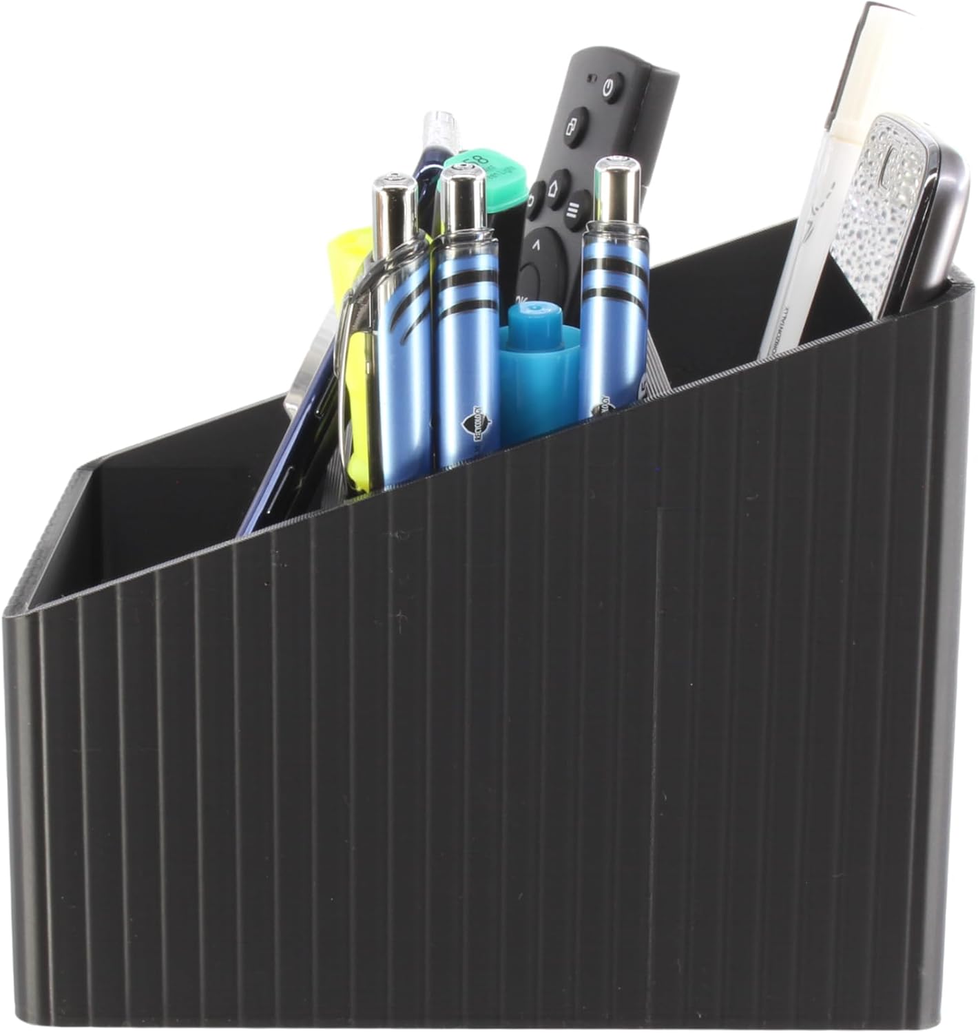 PowerTRC 3D Printed Remote Control Holder – 3-Compartment TV Remote Caddy & Desk Organizer for Living Room, Office, Bedroom – Smooth PLA, Non-Slip Base, No Assembly – Made in USA