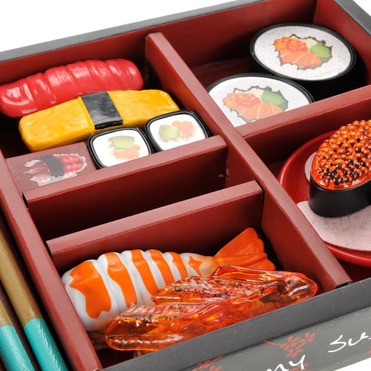 Japanese Sushi Toy Bento Box Pretend Food Set | 19 Pieces Cutting Play Food Toy Set for Kids Age 3, 4, 5, 6, 7, 8, 9+ (2 Packs)