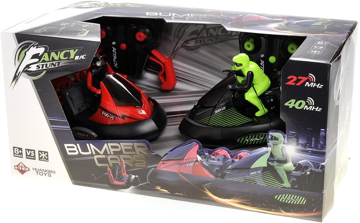 Remote Control Bumper Cars for Kids, RC Stunt Battle Race Cars for Boys, 2 Sets Players with Ejecting Drivers, Crash Sound Effects, Christmas Birthday Gift