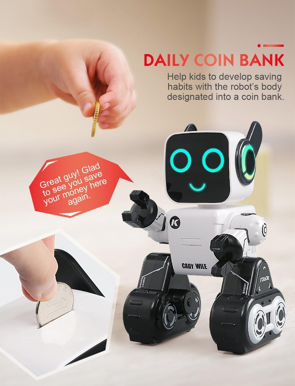 PowerTRC Toy Robot for Kids, Smart RC Programmable Robot, Dancing Singing Talking Walking Transporting Toys for Boys and Girls, Touch Sound and Remote Controls, Gift for Adults and Kids