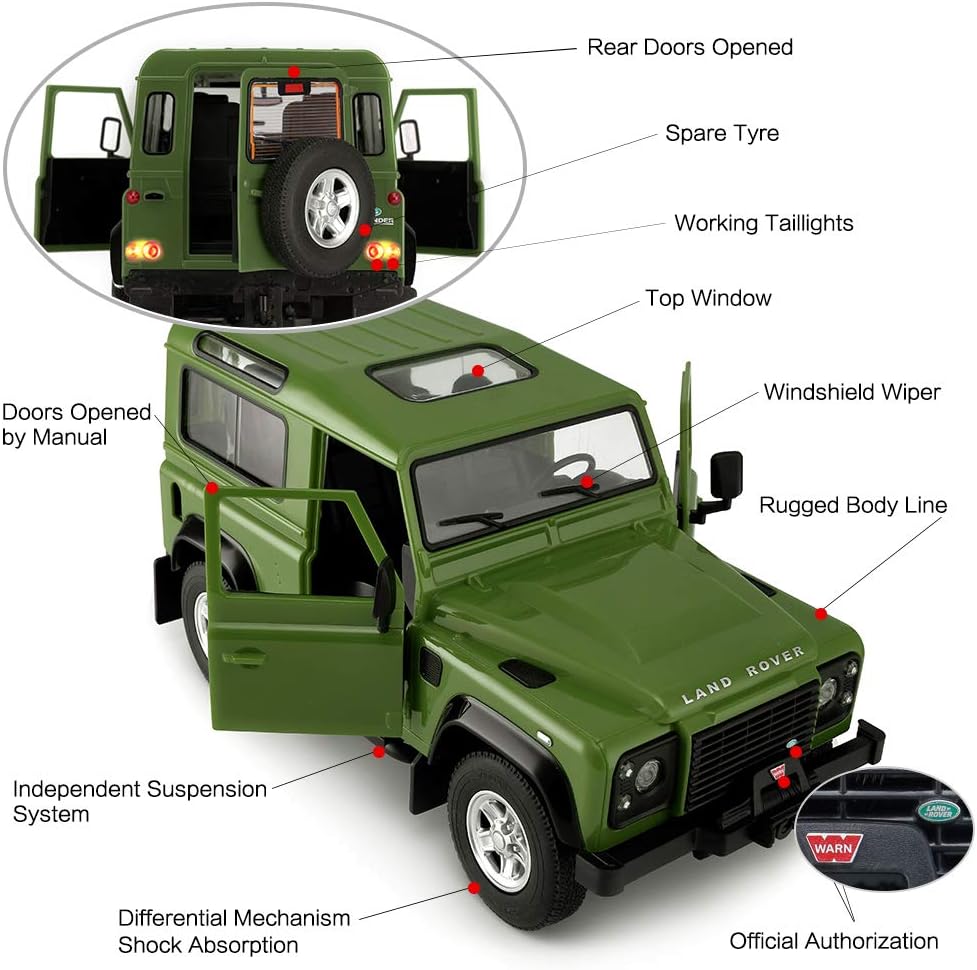RASTAR Land Rover Defender RC Car, 1/14 Land Rover Remote Control Toy Model Car, Gifts for Dad