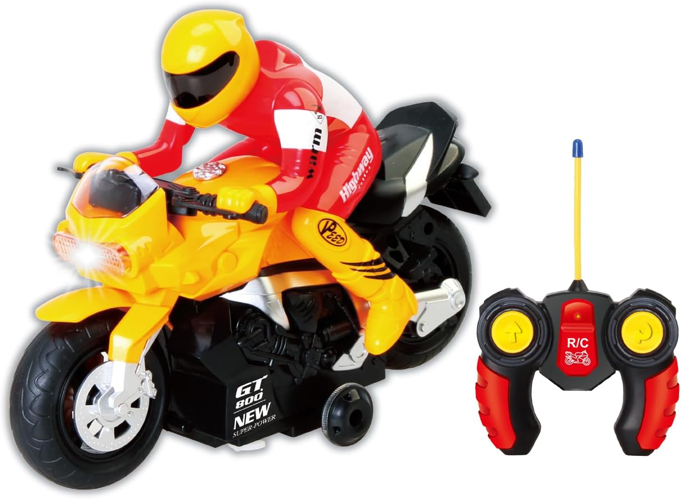 Unleash The Ultimate Racing Thrill | 360 Degree Rotate Spinning RC Race Motorcycle | Remote Control Race Biker with Dazzling Light and Sound Effect for Kids (Yellow)